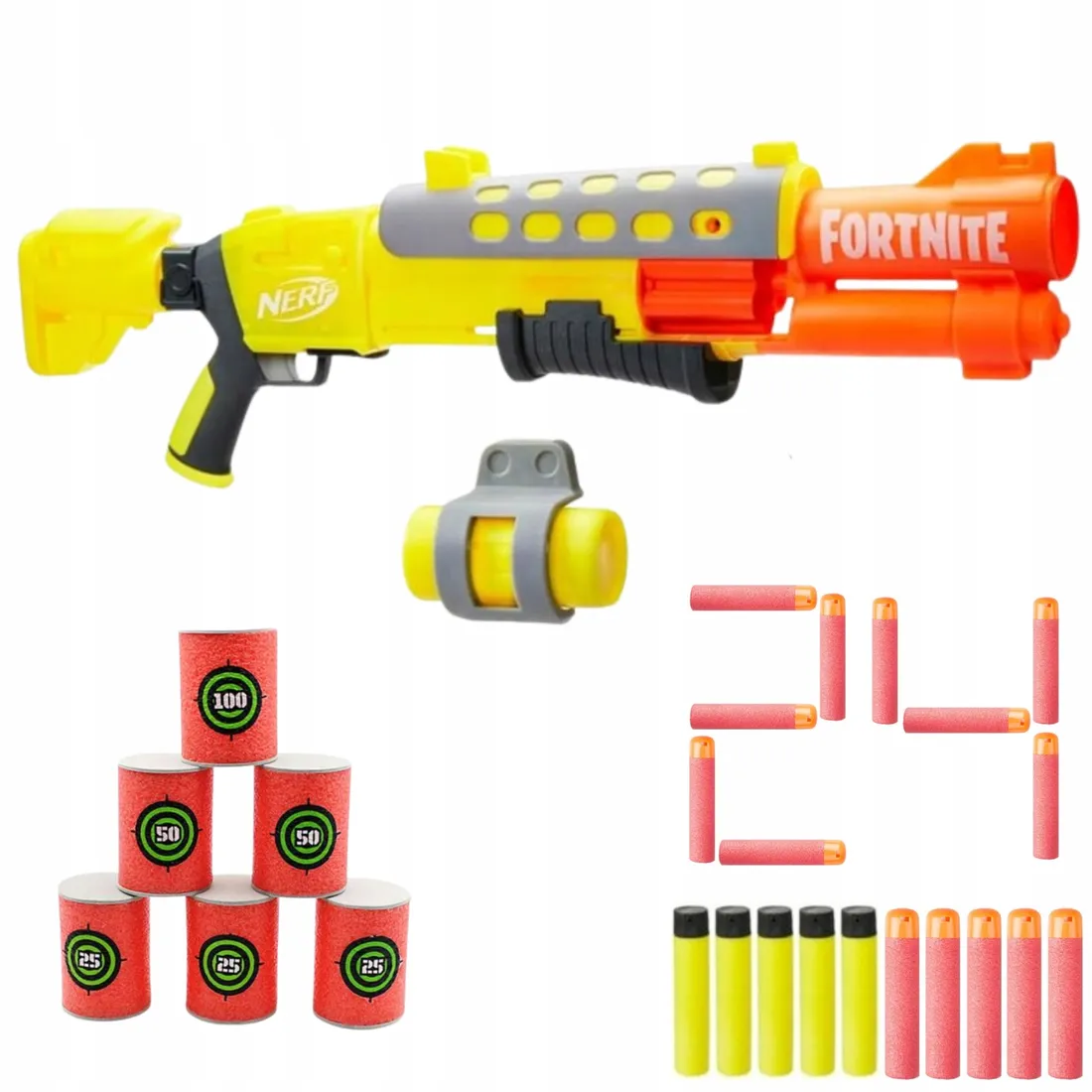 NERF FORTNITE SHOTGUN LEGENDARY TAC KARABIN PISTOLET + 18x
