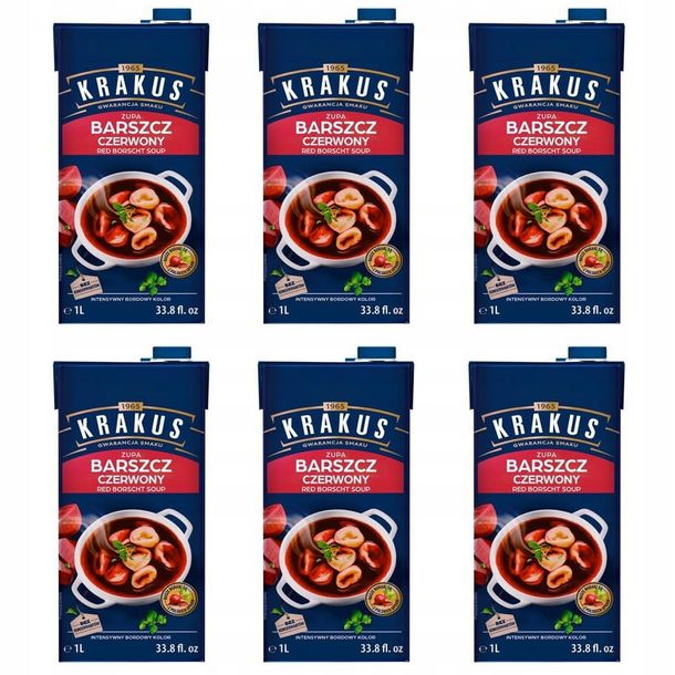 KRAKUS Barszcz czerwony czysty Świąteczny do Uszek Karton 6x1l - ERLI.pl