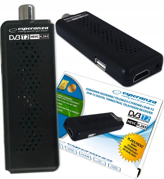 tuner-dvb-t2-esperanza-ev109r-standard-kodowania-h-265-hevc