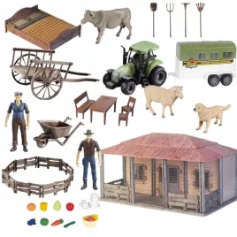 duzy-zestaw-farma-rolnika-domek-gospodyni-traktor-zwierzeta-narzedzia