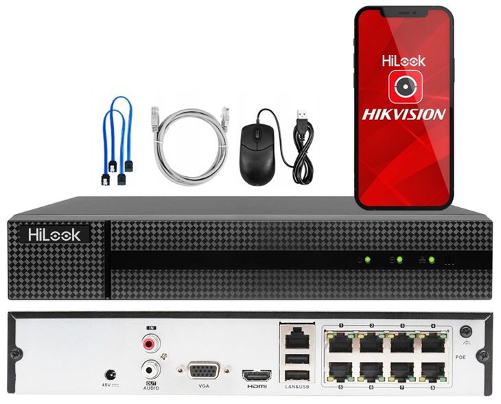 Rejestrator IP 8x PoE do kamer IP Hilook by Hikvision Aplikacja HikConnect