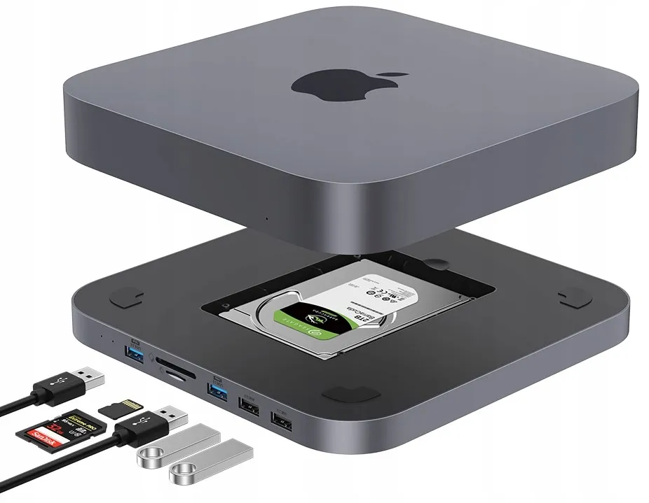 Hub MC25 7w1 USB M.2 SSD SATA 2,5'' Mac Mini 2018-20 M1 M2