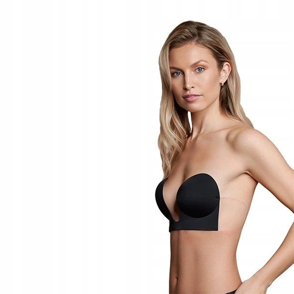 Biustonosz ze skrzydełkami - Bye Bra Seamless U-Style Bra Miseczka E Black  