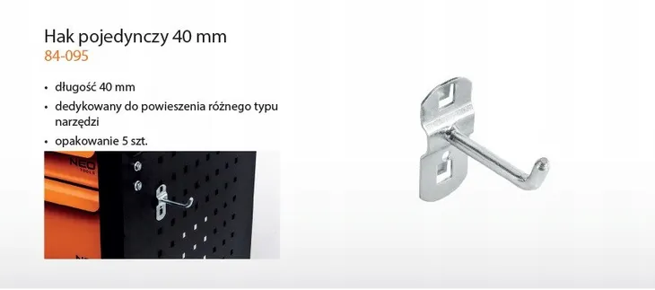 hak-pojedynczy-40mm-5-szt-marka-neo-tools-kod-producenta-84-095