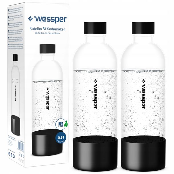 ﻿2x Butelka na wodę syrop koncentrat do saturatora Wessper S1 Sodamaker 0,8m