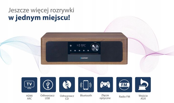 WIEŻA STEREO Blaupunkt MS22BT HDMI BLUETOOTH CD USB FM RADIO SOUNDBAR ...