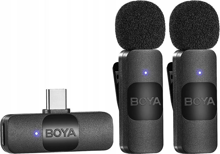 Mini Bezprzewodowy Mikrofon Klapowy BOYA BY-V20 USB C 2szt + odbiornik