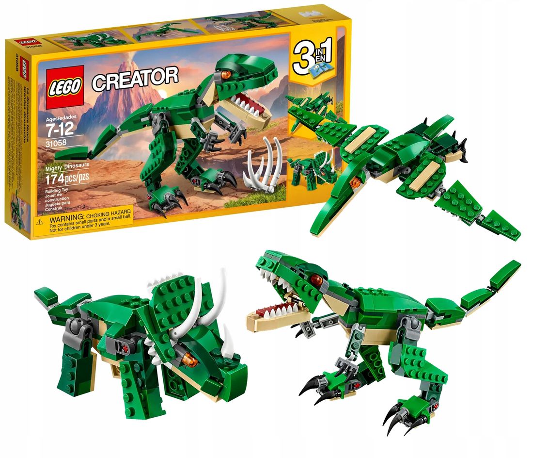 LEGO CREATOR Potężne Dinozaury 3w1 Klocki Duży Zestaw 31058 - ERLI.pl