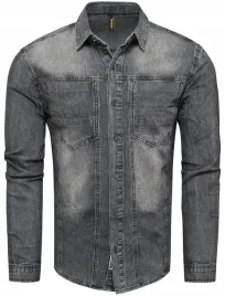 koszula-meska-jeans-szara-na-guziki-slim-rozmiar-s