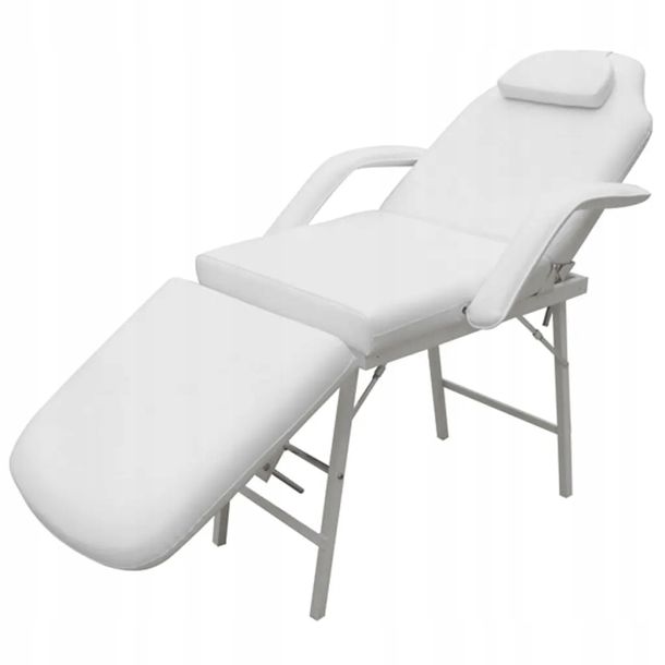 Фото - Масажний стіл VidaXL ﻿ Przenośny fotel kosmetyczny, ekoskóra, 185 x 78 x 76 cm, biały 