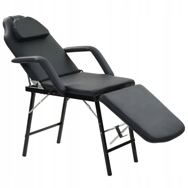 Фото - Масажний стіл VidaXL ﻿ Przenośny fotel kosmetyczny, ekoskóra, 185 x 78 x 76 cm, czarny 