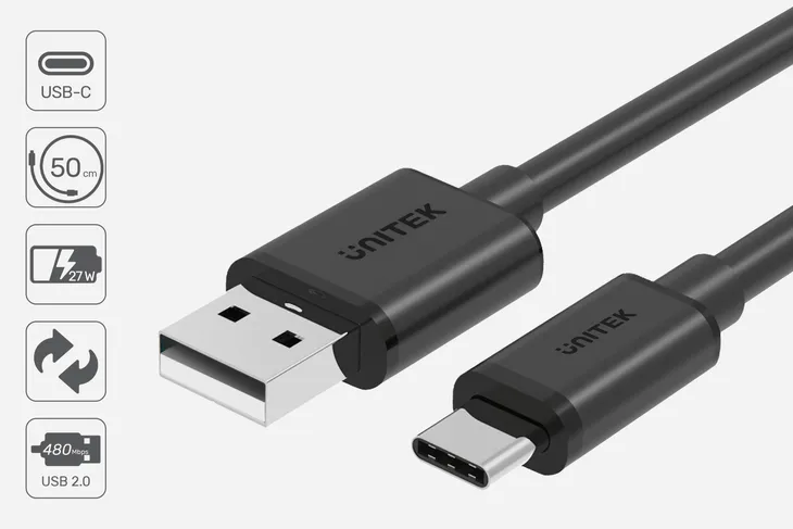 unitek-kabel-usb-c-usb-quick-charge-05m-stan-nowy-kolor-czarny