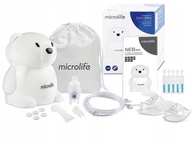 ﻿INHALATOR NEBULIZATOR MICROLIFE DLA DZIECI NEB 400 MIŚ NEB400 CICHY +SÓL