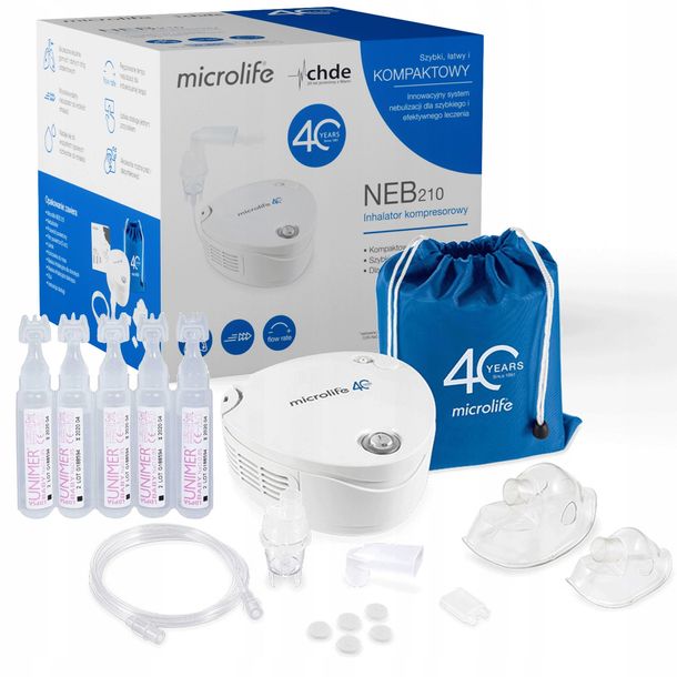 ﻿MICROLIFE Inhalator nebulizator NEB 210 + sól fizjologiczna GRATIS