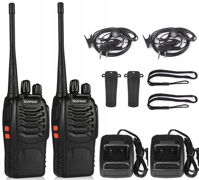﻿2X WALKIE TALKIE ZESTAW BAOFENG BF-888S DUŻA MOC+ SŁUCHAWKI