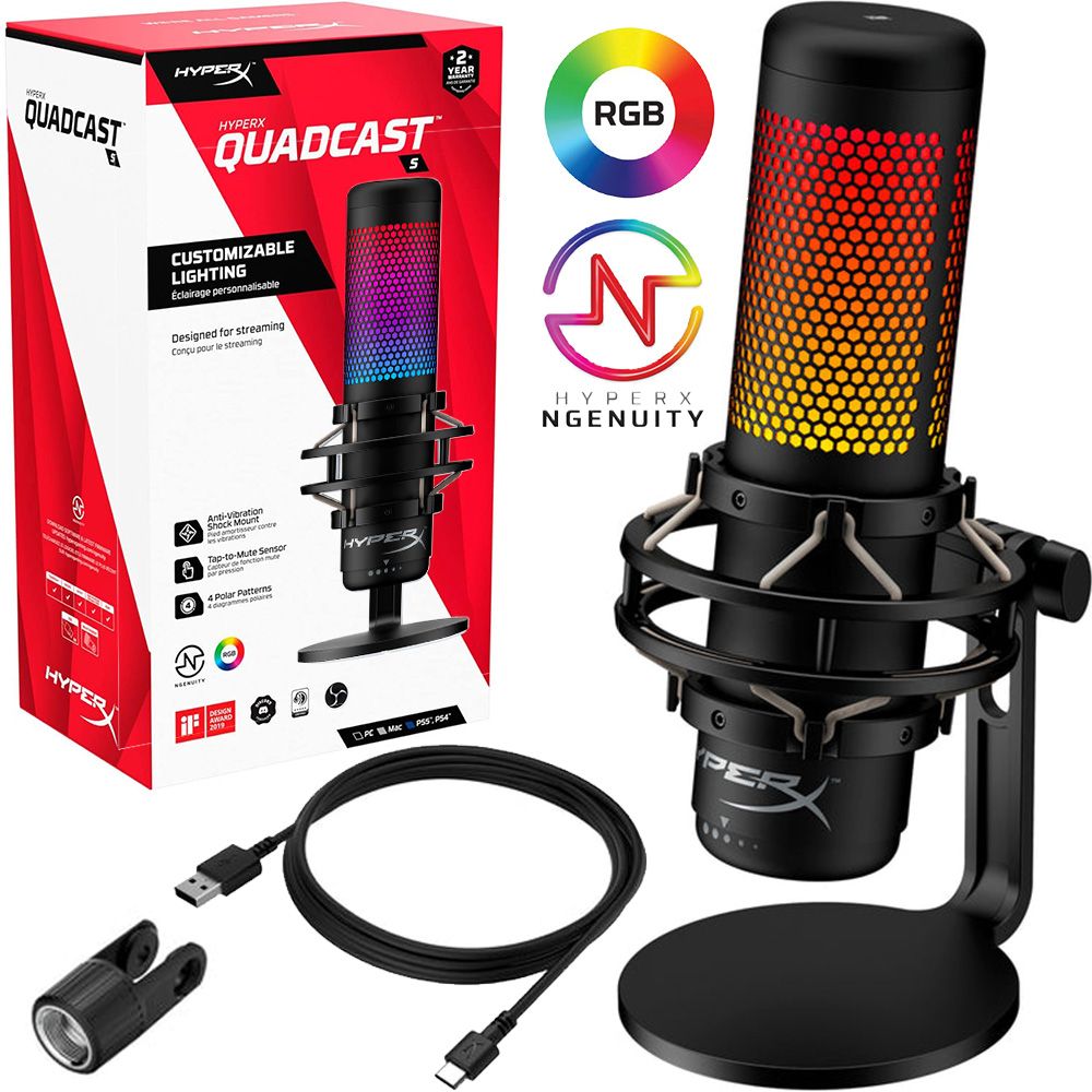 MIKROFON POJEMNOŚCIOWY USB HyperX QuadCast S RGB (rev.2) PC