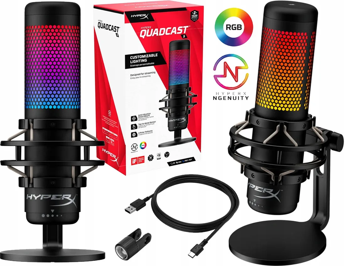 MIKROFON POJEMNOŚCIOWY USB HyperX QuadCast S RGB (rev.2) PC