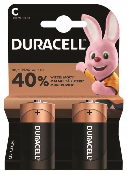 Duracell 2x MOCNE BATERIE ALKALICZNE LR14 C R14