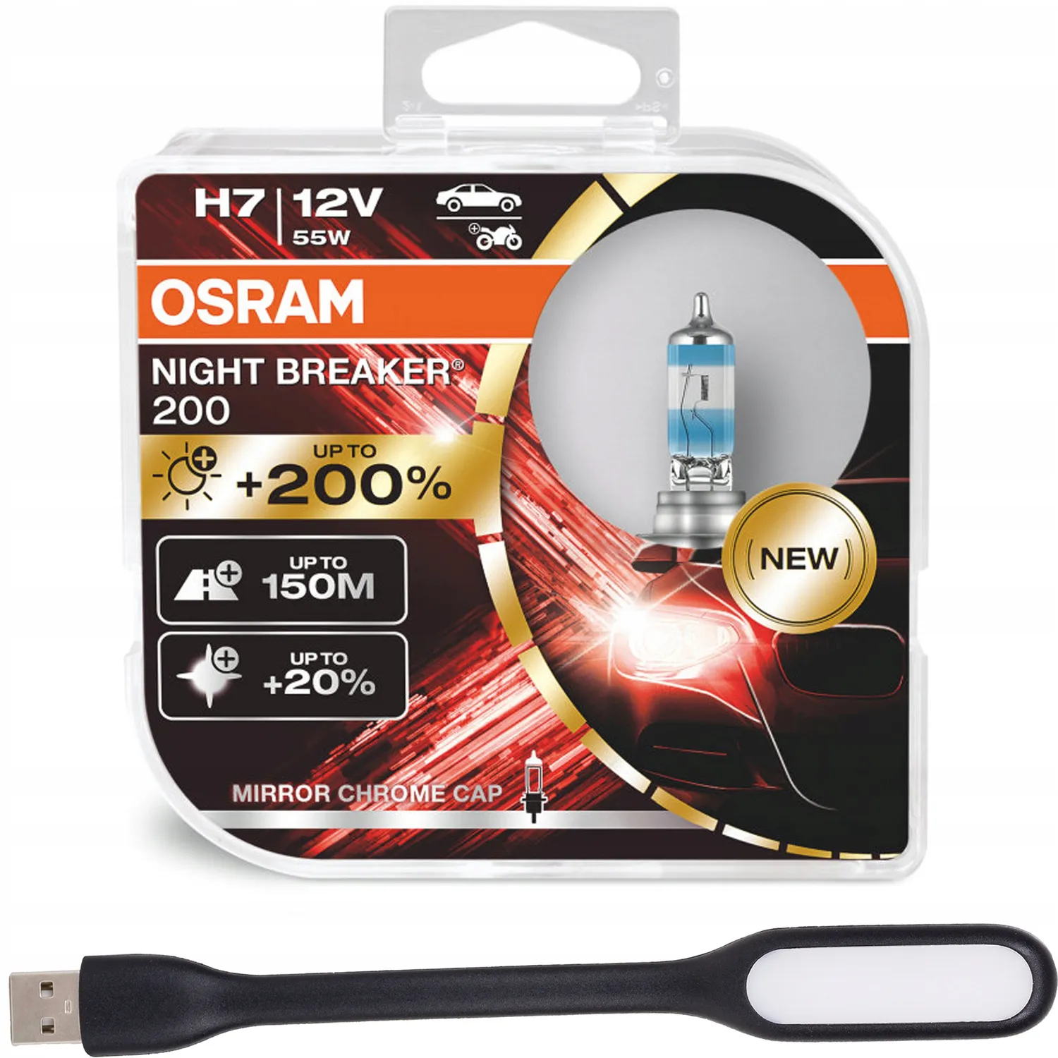 Osram H7 Night Breaker Laser +200% +150m + USB 