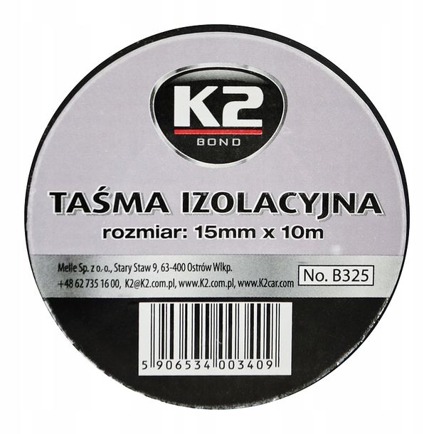 ﻿K2 TAŚMA IZOLACYJNA CZARNA 15MM/10M