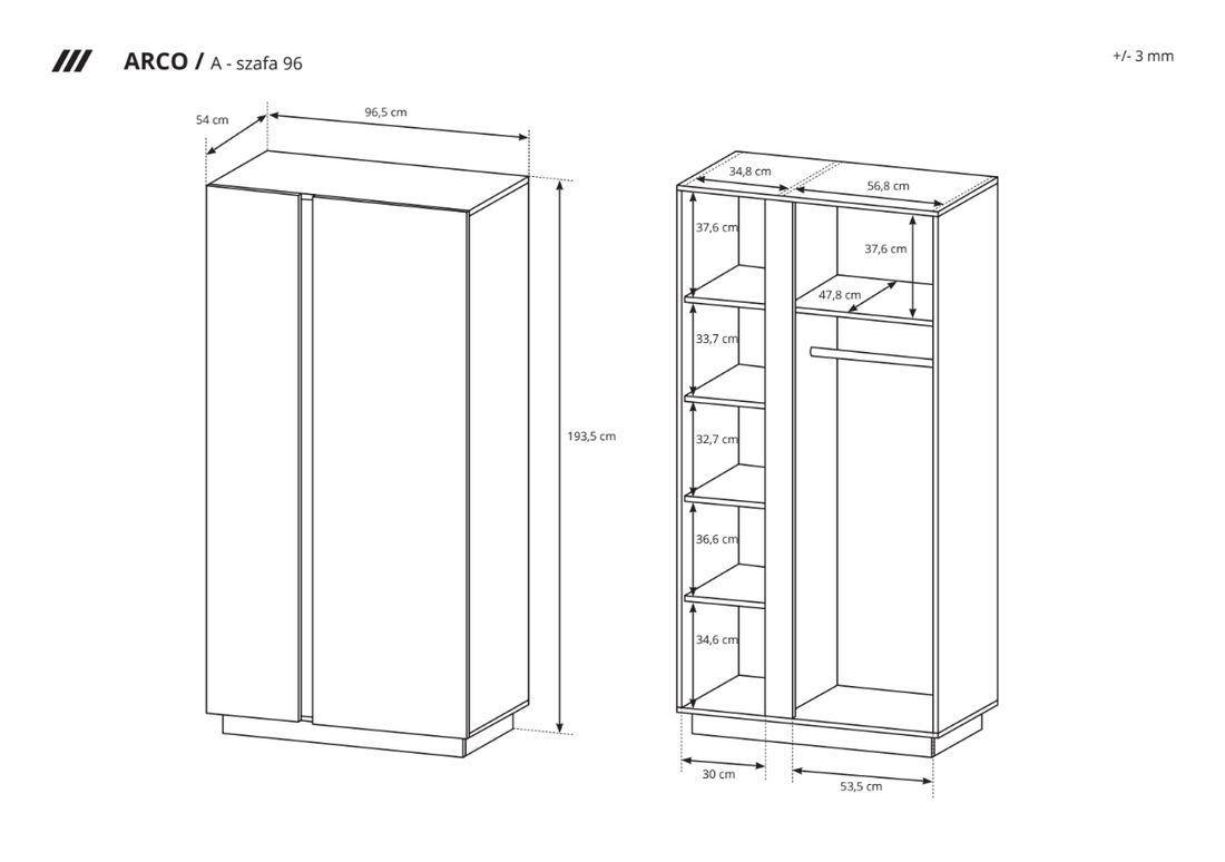 dwudrzwiowa-szafa-arco-bialy-polysk-96-cm