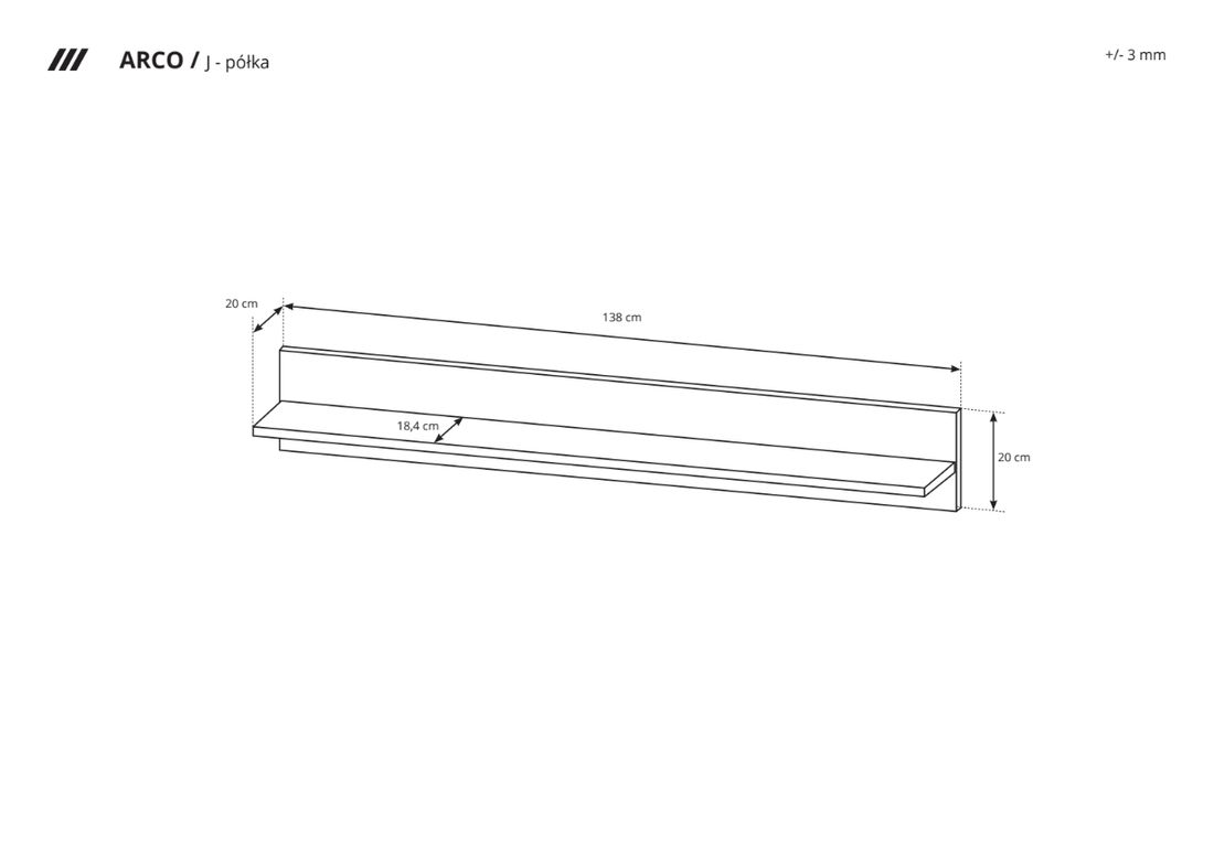 polka-wiszaca-arco-bialy-polysk-138-cm