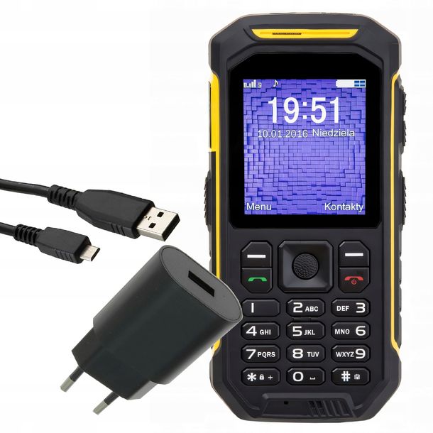 ﻿PANCERNY Telefon Telefunker Outdoor WT2 Czarny WALKIE TALKIE + Ładowarka