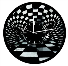 zegar-scienny-lustrzana-szachownica