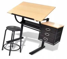 biurko-kreslarskie-w-zestawie-z-taboretem-metalowe-regulowany-blat-szuflady