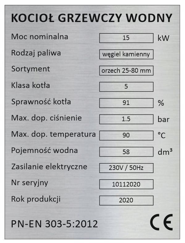 Tabliczka Znamionowa Na Piec, Kocioł Grzewczy, C.O. - ERLI.pl