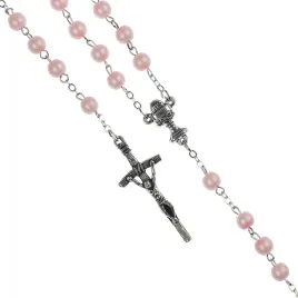 rozaniec-do-pierwszej-komunii-rozowe-szklane-koraliki