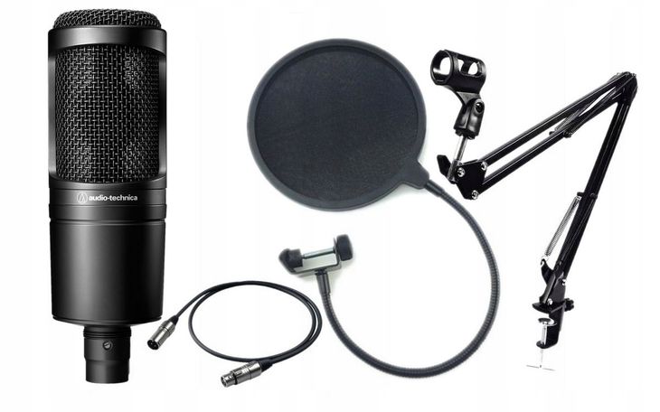 ﻿AUDIO-TECHNICA AT2020 MIKROFON + RAMIĘ + POP + KABEL XLR-XLR