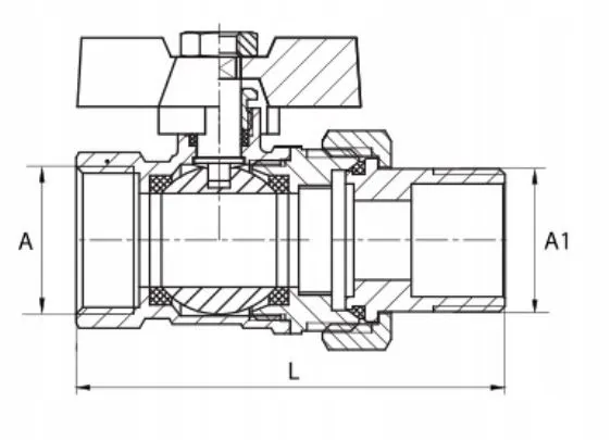 zawor-kulowy-kurek-1-dn25-mosiezny-ze-srubunkiem-i-dlawica-motylek-solidny