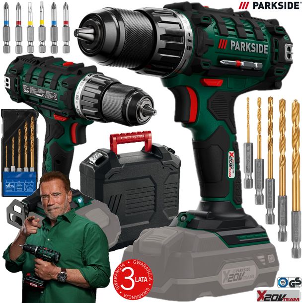 PARKSIDE WIERTARKO WKRĘTARKA 20V 15 ELEMENTÓW 45Nm Walizka ZESTAW
