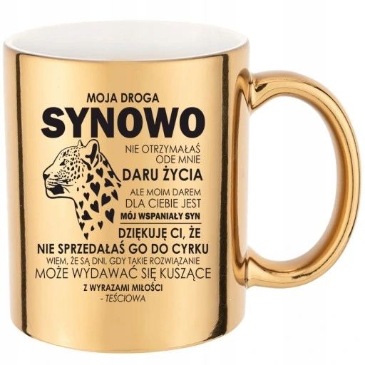 KUBEK ZŁOTY LUSTRZANY ELEGANCKI STYLOWY DLA SYNOWEJ PREZENT NA URODZINY ...