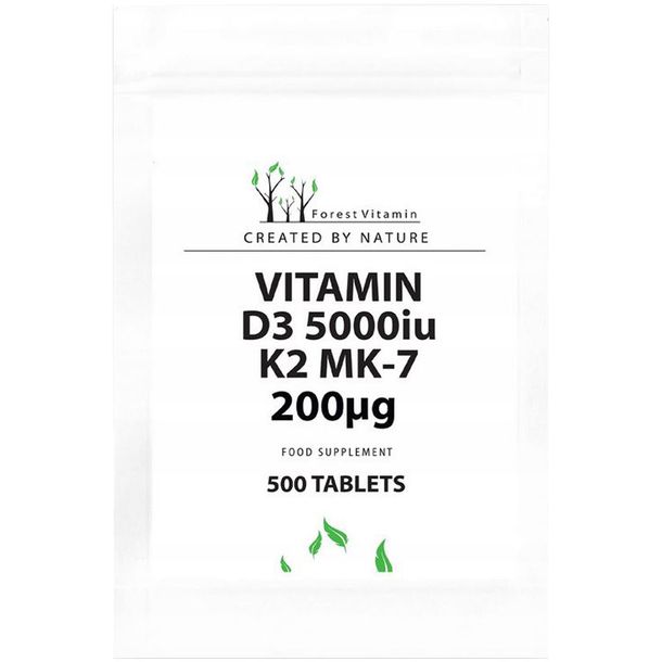 Фото - Вітаміни й мінерали Forest VITAMIN Vitamin D3 5000 IU K2 MK-7 200ug 500tabs 