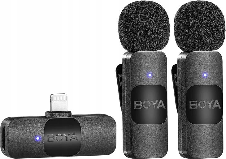 Bezprzewodowy Mini Mikrofon Boya BY-V2 do iPhone’a iOS z klipsem Zasięg 50m