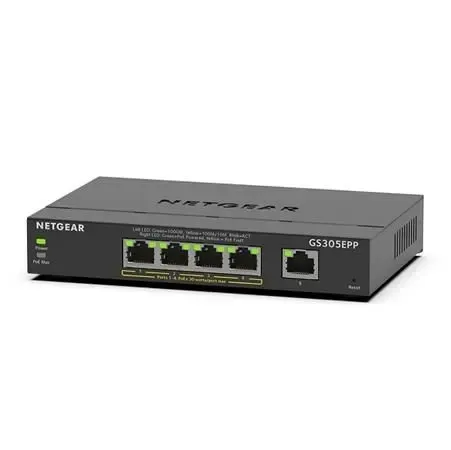 netgear-przelacznik-gs305epp-switch-unmanaged-5ge-4xpoe-liczba-portow-5-waga-z-opakowaniem-0-6-kg