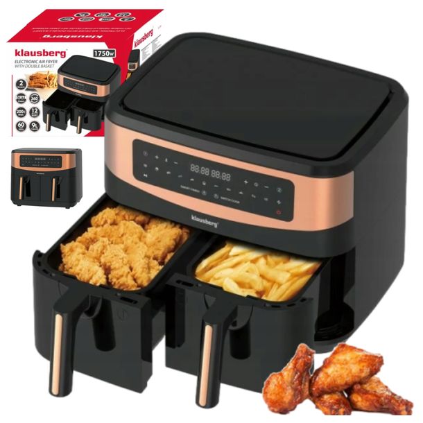 Frytkownica beztłuszczowa z podwójnym koszem 9L 2600W AIR FRYER Klausberg