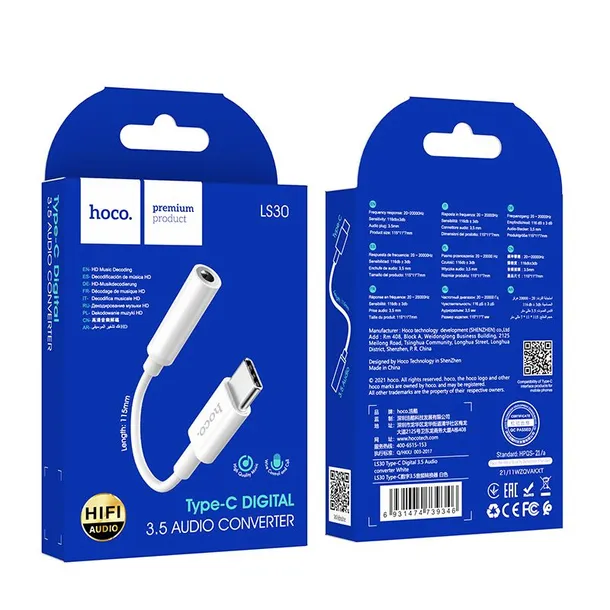 hoco-adapter-hf-audio-typ-c-do-jack-35mm-ls30-bialy