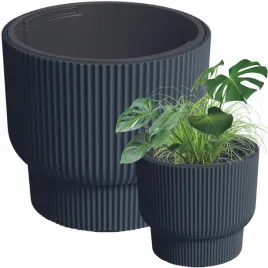 doniczka-cylindryczna-z-wkladem-prazkowana-30-cm-antracytowa