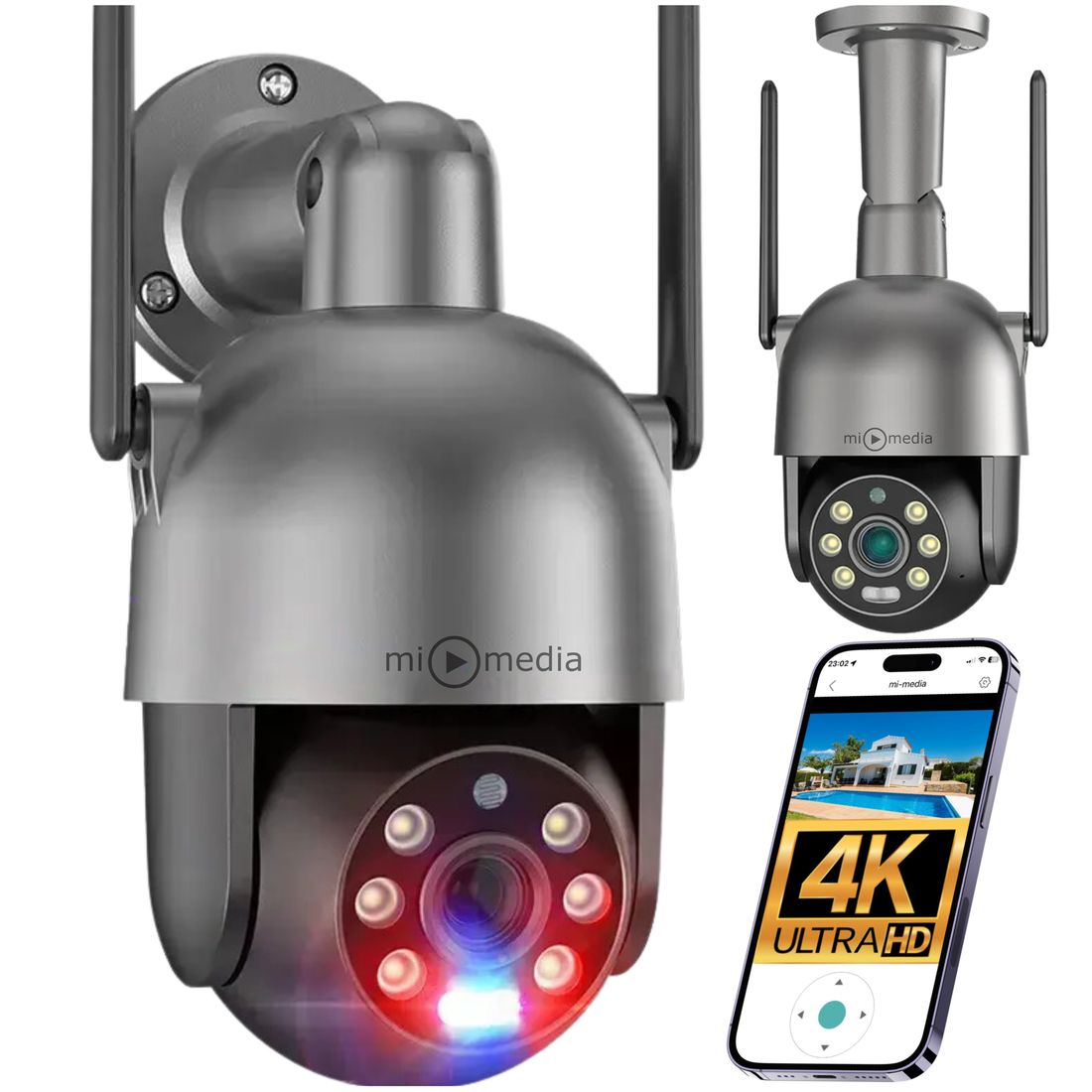 OBROTOWA KAMERA IP WiFi ZEWNĘTRZNA 8MPx 8MP ULTRA HD ZOOM BEZPRZEWODOWA ...