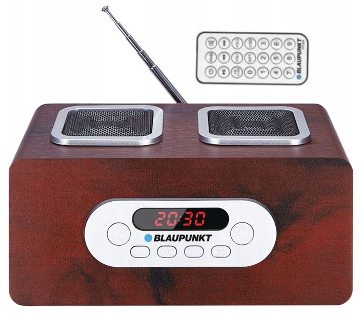 ﻿Przenośne radio FM retro Blaupunkt PP5BR USB MP3 PILOT antena 60 stacji LED