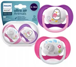 avent-smoczek-uspokajajacy-6-18m-slon-pingwin-dla-dziewczynki-ultra-air