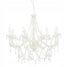 zyrandol-z-koralikami-bialy-8-zarowek-e14