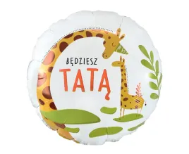balon-foliowy-okragly-bialy-zyrafa-zyrafy-bedziesz-tata-niespodzianka-45cm