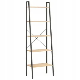 regal-drabina-z-5-polkami-jasnobrazowo-czarny-56x35x174-cm
