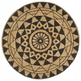 recznie-wykonany-dywanik-juta-czarny-nadruk-90-cm