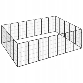 kojec-dla-psa-24-paneli-czarny-50x100-cm-stal