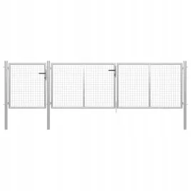 brama-ogrodzeniowa-stalowa-400-x-100-cm-srebrna